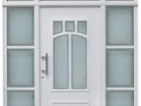 Haustür in weiß mit Seitenteilen und Oberlicht (Animation)